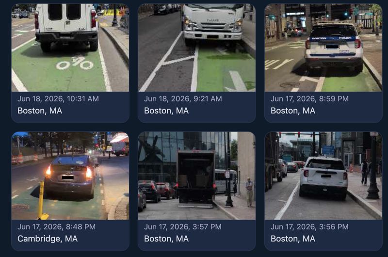 Recent bike lane obstruction reports from the Bike Bureau gallery